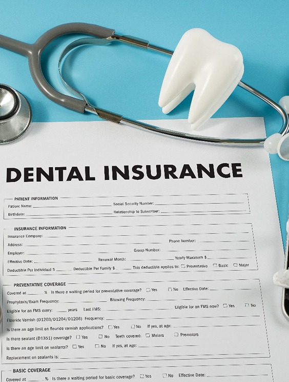 A dental insurance claim form