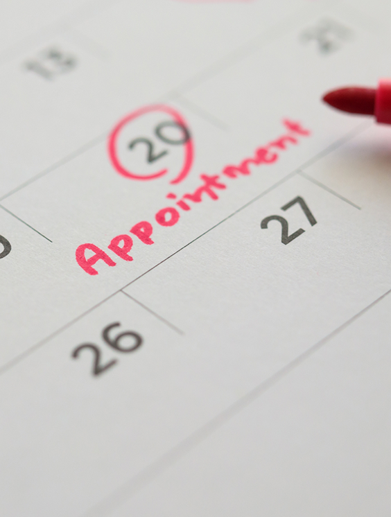 Date of dental appointment circled on a calendar